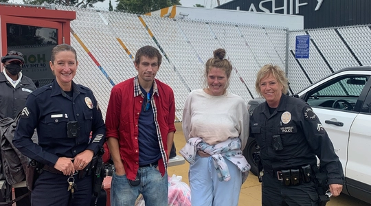 Police officers with people