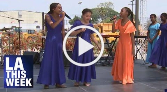 Youth performing at Earth Day with LA SAN
