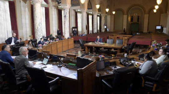 June 14 meeting of the Ad Hoc Committee on City Governance Reform. The Committee produced the Charter Reform Commission ordinance and the Charter amendment on Ethics Commission reform approved by the Council Council this week.