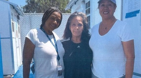 L to R: Pam of L.A. Family Housing, Lucille R. and Martha of Hope the Mission.