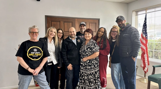 Councilmember Nazarian stands with members of the Make-Up Artsts and Hairstylists Guild