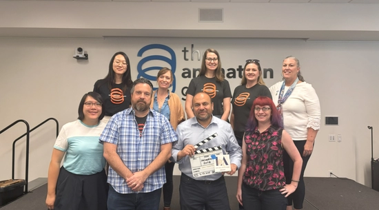 Councilember Nazarian stands with members of IATSE 839, The Animation Guild.
