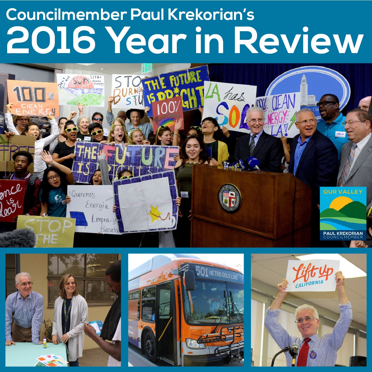 Collage showing Councilmember Krekorian with community members