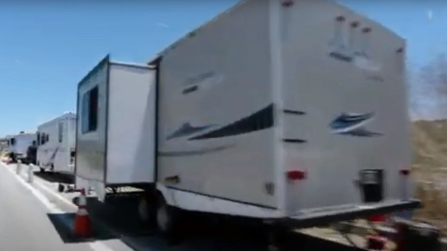 RVs lining a road in Sun Valley