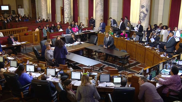LA City Council Chambers with all members present
