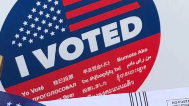 A picture of the "I Voted" sticker.