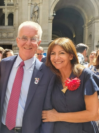 A photo of Councilmember Krekorian meeting with the Mayor of Paris, Anne Hidalgo.